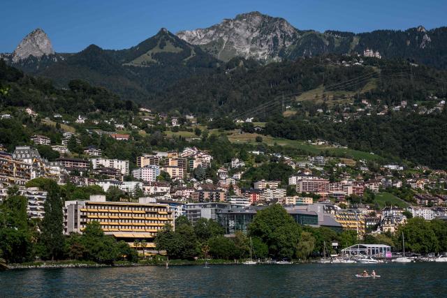 This photograph shows the Montreux Music and Convention Centre (2M2C) multi-purpose complex that host the annual Montreux Jazz Festival, in Montreux, on July 4, 2026. (Photo by Fabrice COFFRINI / AFP)