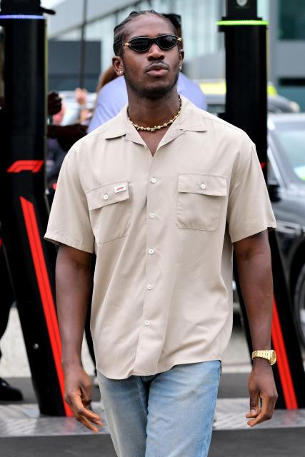 British actor Damson Idris arrives to the paddock ahead of the Formula One British Grand Prix at the Silverstone motor racing circuit in Silverstone, central England, on July 5, 2026.  (Photo by Andrej ISAKOVIC / AFP)