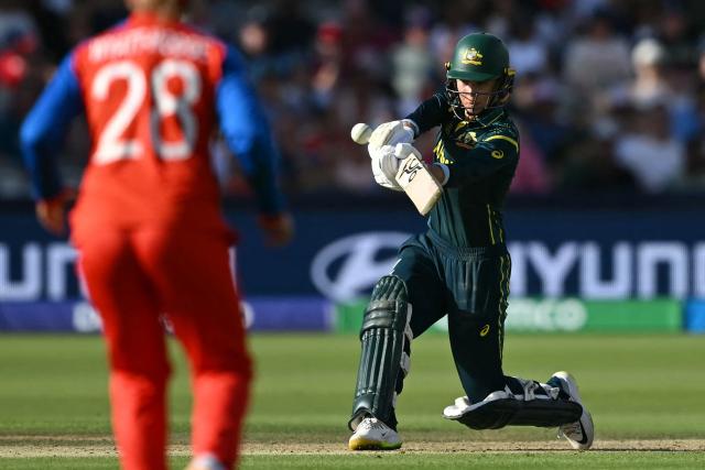 Australia's Phoebe Litchfield hits a boundary during the ICC Women's T20 cricket world cup 2026 final between Australia and England, at Lord's in London on July 5, 2026. (Photo by JUSTIN TALLIS / AFP)