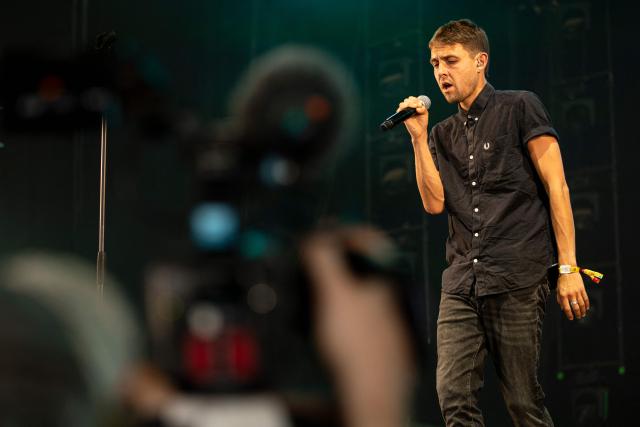 British singer Joe Yorke performs on stage on the last day of the 36th edition of the Eurockeennes de Belfort music festival in Sermamagny, eastern France on July 5, 2026. (Photo by ROMEO BOETZLE / AFP)