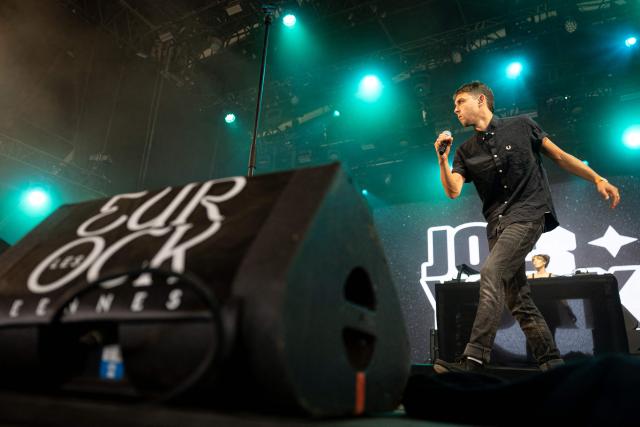 British singer Joe Yorke performs on stage on the last day of the 36th edition of the Eurockeennes de Belfort music festival in Sermamagny, eastern France on July 5, 2026. (Photo by ROMEO BOETZLE / AFP)