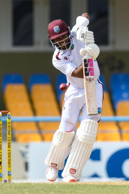 Shai Hope of West Indies bats during the 3rd day of the 2nd Test between Sri Lanka and West Indies at Vivian Richards Cricket Stadium in North Sound, Antigua and Barbuda, on July 5, 2026. (Photo by Randy Brooks / AFP)