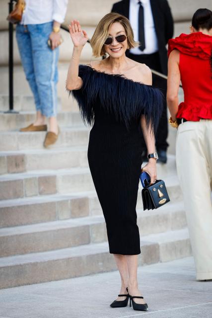 Malaysian actress Michelle Yeoh arrives for the Schiaparelli Women Haute Couture Fall/Winter 2026-2027 collection as part of the Paris Fashion Week, in Paris, on July 6, 2026. (Photo by GEOFFROY VAN DER HASSELT / AFP)