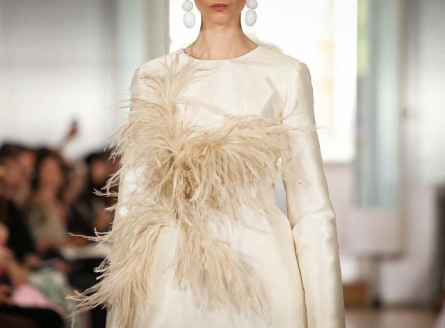 A detail of a creation by Imane Ayissi is pictured during the for the Imane Ayissi Women Haute Couture Fall/Winter 2026-2027 collection as part of the Paris Fashion Week, in Paris, on July 6, 2026. (Photo by Thomas SAMSON / AFP)