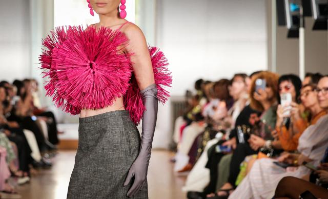 A detail of a creation by Imane Ayissi is pictured during the for the Imane Ayissi Women Haute Couture Fall/Winter 2026-2027 collection as part of the Paris Fashion Week, in Paris, on July 6, 2026. (Photo by Thomas SAMSON / AFP)