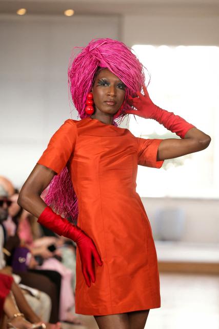 A model presents a creation by Imane Ayissi for the Women Haute Couture Fall/Winter 2026-2027 collection as part of the Paris Fashion Week, in Paris, on July 6, 2026. (Photo by Thomas SAMSON / AFP)