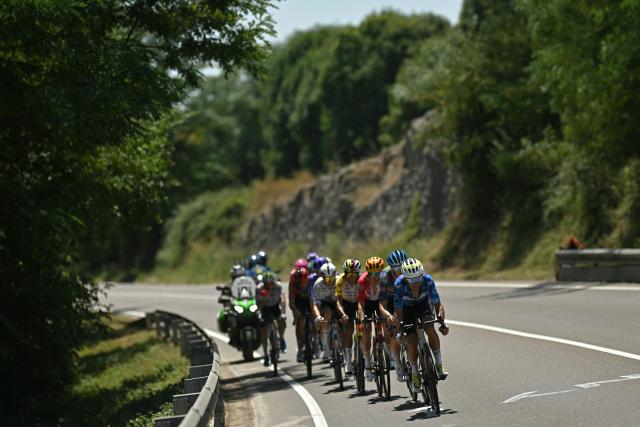 Movistar Team's Portuguese rider Nelson Oliveira leads a breakaway during the 3rd stage of the 113th edition of the Tour de France cycling race, 195,9 km between Granollers in Spain and Les Angles in southern France, on July 6, 2026. (Photo by Loic VENANCE / AFP)