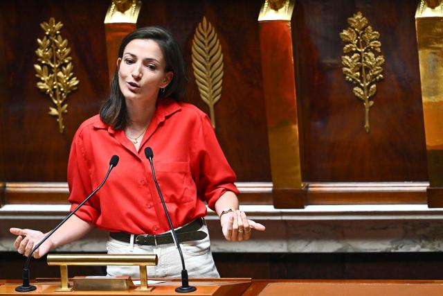 Ecologiste et Social's MP Marie-Charlotte Garin speaks during a voting session on a no-confidence motion tabled by France's ecologist party Les Ecologistes at the National Assembly, France's lower house of parliament in Paris on July 6, 2026. (Photo by JULIEN DE ROSA / AFP)