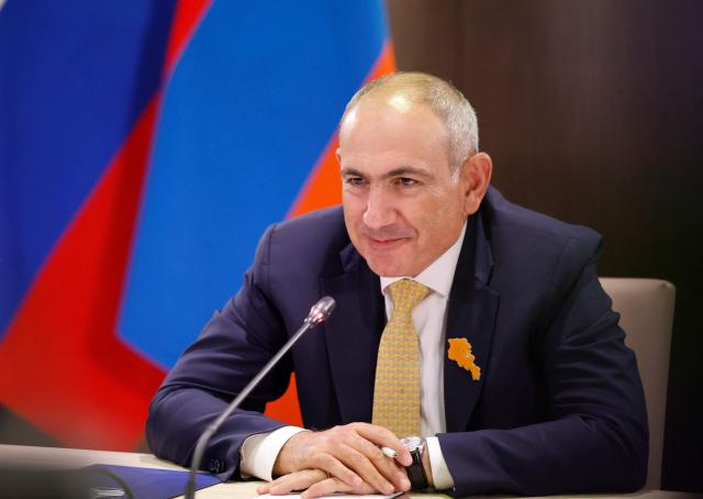 In this pool photograph distributed by the Russian state agency Sputnik, Armenian Prime Minister Nikol Pashinyan attends a meeting with Russia's Prime Minister on the sidelines of the Innoprom 2026 international industrial exhibition in Yekaterinburg on July 6, 2026. (Photo by Dmitry ASTAKHOV / POOL / AFP)