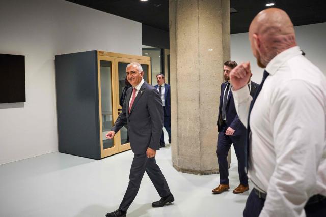 Son of Iran's last shah, opposition figure Prince Reza PahlaviReza Pahlavi (L) arrives at the Dutch parliament to take part in a roundtable discussion regarding the situation in Iran, in The Hague on July 6, 2026. (Photo by Phil Nijhuis / ANP / AFP) / Netherlands OUT