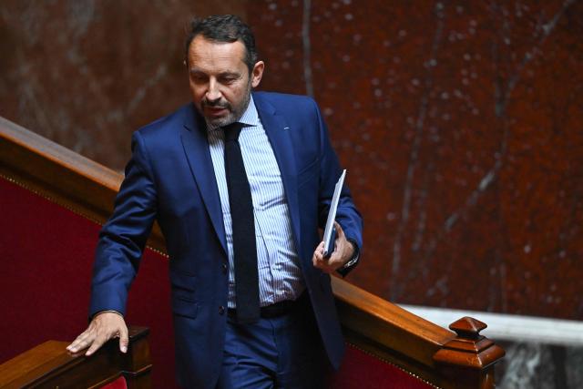 Rassemblement National's MP and National Assembly vice-president Sebastien Chenu stands prior to speak during a voting session on a no-confidence motion tabled by France's ecologist party Les Ecologistes at the National Assembly, France's lower house of parliament in Paris on July 6, 2026. (Photo by JULIEN DE ROSA / AFP)