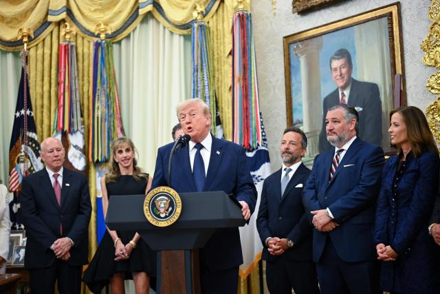 US President Donald Trump speaks at the launch of Trump investment accounts in the Oval Office of the White House in Washington, DC, on July 6, 2026. Trump accounts are a new type of tax-deferred investment accounts for children. (Photo by Mandel NGAN / AFP)