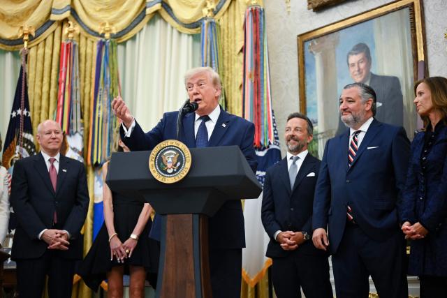 US President Donald Trump speaks at the launch of Trump investment accounts in the Oval Office of the White House in Washington, DC, on July 6, 2026. Trump accounts are a new type of tax-deferred investment accounts for children. (Photo by Mandel NGAN / AFP)