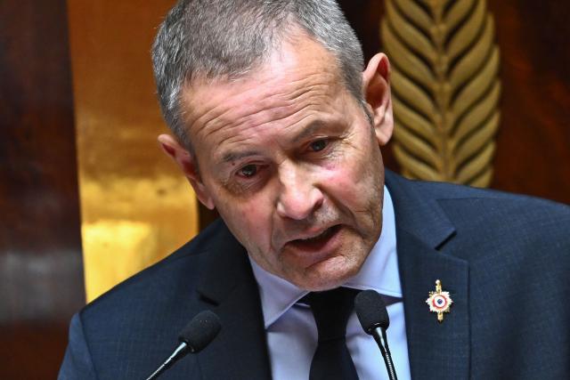 Droite Republicaine's MP Eric Liegon speaks during a voting session on a no-confidence motion tabled by France's ecologist party Les Ecologistes at the National Assembly, France's lower house of parliament in Paris on July 6, 2026. (Photo by JULIEN DE ROSA / AFP)