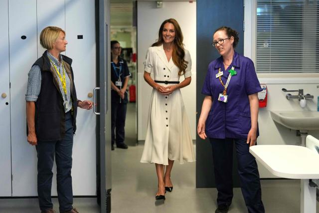 Britain's Catherine, Princess of Wales (C), visits the Evelina London Children's Hospital on July 6, 2026 (Photo by Alastair Grant / POOL / AFP)