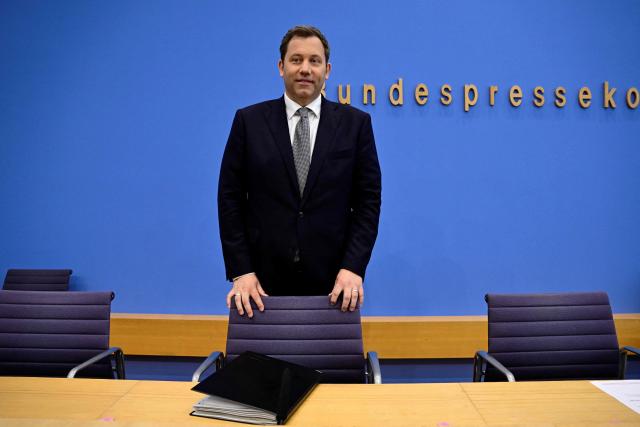 German Finance Minister and Vice Chancellor Lars Klingbeil arrives to address a press conference to present the government's draft of the 2027 federal budget and financial plan through 2030, in Berlin on July 6, 2026. (Photo by John MACDOUGALL / AFP)