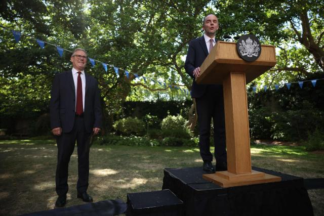 Britain's Health Secretary James Murray speaks alongide Britain's Prime Minister Keir Starmer, during a reception for NHS staff at 10 Downing Street in London on July 6, 2026. (Photo by Dan Kitwood / POOL / AFP)