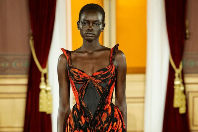 A model presents a creation for Ardazaei for the Women Haute Couture Fall/Winter 2026-2027 collection as part of the Paris Fashion Week, in Paris, on July 6, 2026. (Photo by GEOFFROY VAN DER HASSELT / AFP)