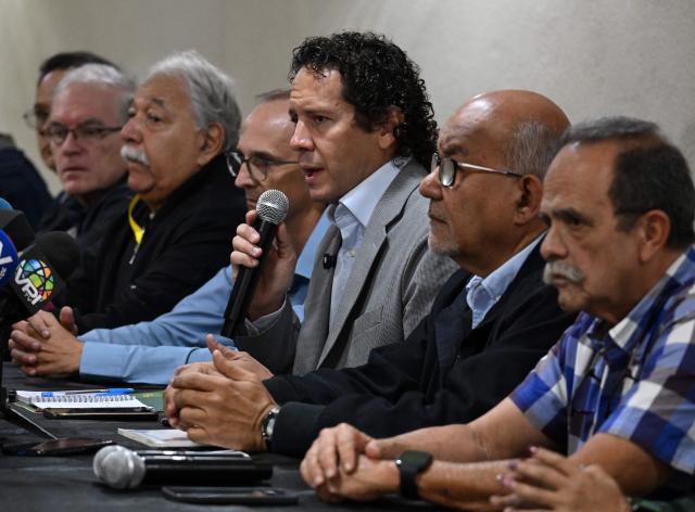 Venezuela's new Minister of Transportation and head of the Presidential Commission for the Assessment of Habitability, Francisco Garces, speaks during a press conference in Caracas, on July 6, 2026, following the June 24 earthquakes that hit the region. The death toll from Venezuela's twin earthquakes has risen to 3,535, with more than 16,700 injured in the disaster, according to updated official figures released on July 6. (Photo by Raul ARBOLEDA / AFP)