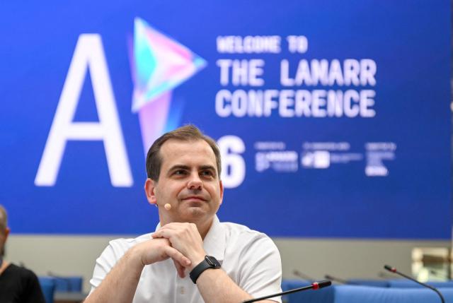 Jaroslaw Kutylowski, CEO and founder of German AI research company DeepL known for its language AI platform including DeepL Translator and for DeepL Agent, waits for the start of the Lamarr Conference at the World Conference Centre in Bonn, western Germany, on July 7, 2026. The Lamarr Conference is an international conference on artificial intelligence running from July 7-8 and bringing together "those shaping scientific foundations and those translating AI advances into tangible impact". In recognition of his achievements in AI research, development and knowledge transfer, the 2026 Lamarr Award will be presented to Jaroslaw Kutylowski. (Photo by Ina FASSBENDER / AFP)