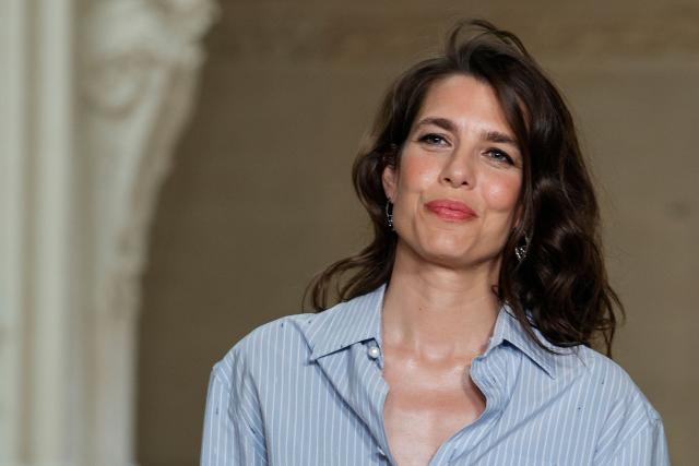 Charlotte Casiraghi poses during a photocall prior to attend the Chanel Women Haute Couture Fall/Winter 2026-2027 collection as part of the Paris Fashion Week, in Paris, on July 7, 2026. (Photo by GEOFFROY VAN DER HASSELT / AFP)