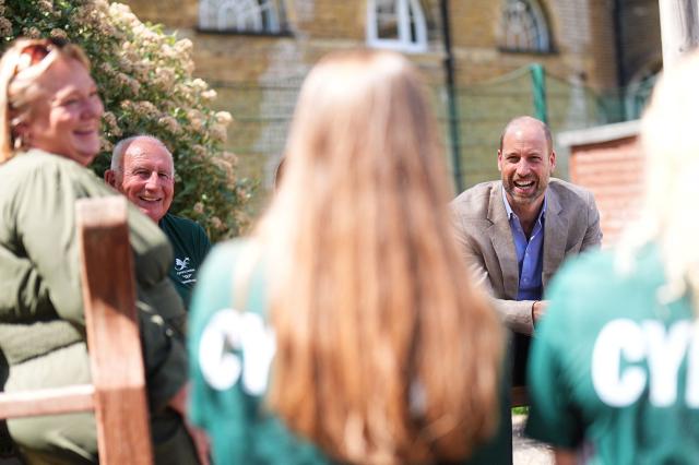 Britain's Prince William, Prince of Wales smiles during a visit to the Ysgol Gymraeg Llundain (The London Welsh School) in Hanwell, West London on July 7, 2026 as he joins pupils in sending their best wishes to Team Wales ahead of the Glasgow 2026 Commonwealth Games. (Photo by Aaron Chown / POOL / AFP)