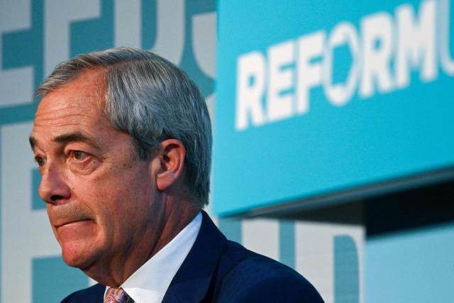 (FILES) Reform UK leader Nigel Farage attends a party press conference in London on November 18, 2025. British hard-right politician Nigel Farage announced on July 7, 2026, that he would resign as a member of parliament to run in a snap by-election, in a high-stakes gamble following weeks of scrutiny over his finances. "I've decided that the people of Clacton should be the judges of my actions," he said, referring to the southeast England constituency he has represented for two years. "This will be a people versus the establishment by-election," he added in a televised statement. (Photo by Justin TALLIS / AFP)