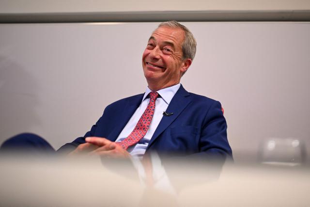 (FILES) Nigel Farage, Reform UK leader and new MP for Clacton attends a presentation of the programme of newly elected Reform UK MPs in London on July 5, 2024, a day after Britain held a general election. British hard-right politician Nigel Farage announced July 7, 2026 that he would resign as a member of parliament to run in a snap by-election, in a high-stakes gamble following weeks of scrutiny over his finances. "I've decided that the people of Clacton should be the judges of my actions," he said, referring to the southeast England constituency he has represented for two years. "This will be a people versus the establishment by-election," he added in a televised statement. (Photo by Oli SCARFF / AFP)