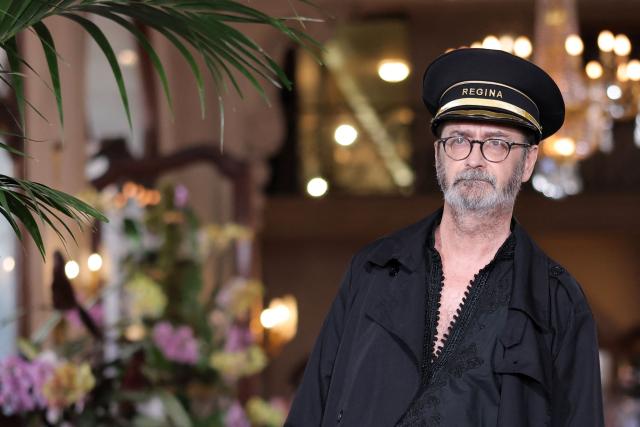 French fashion designer Frank Sorbier presents one of his creations for Franck Sorbier for the Women Haute Couture Fall/Winter 2026-2027 collection as part of the Paris Fashion Week, in Paris, on July 8, 2026. (Photo by Kenzo TRIBOUILLARD / AFP)
