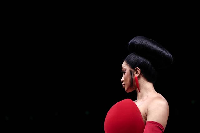 US rapper Cardi B attends the Robert Wun Women Haute Couture Fall/Winter 2026-2027 collection as part of the Paris Fashion Week, in Paris, on July 8, 2026. (Photo by Behrouz MEHRI / AFP)