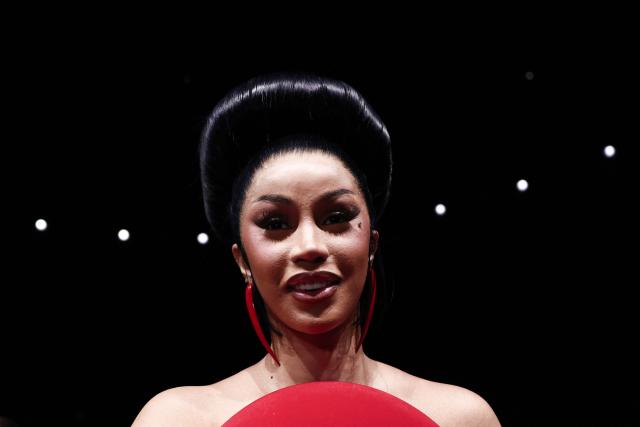 US rapper Cardi B attends the Robert Wun Women Haute Couture Fall/Winter 2026-2027 collection as part of the Paris Fashion Week, in Paris, on July 8, 2026. (Photo by Behrouz MEHRI / AFP)