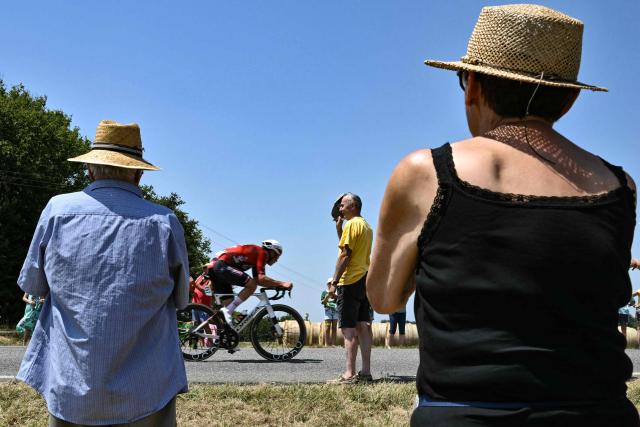 Lotto Intermarché team's French rider Baptiste Veistroffer cycles in a breakaway at the start of the 5th stage of the 113th edition of the Tour de France cycling race, 158 km between Lannemezan and Pau in southwestern France, on July 8, 2026. (Photo by Jeff PACHOUD / AFP)