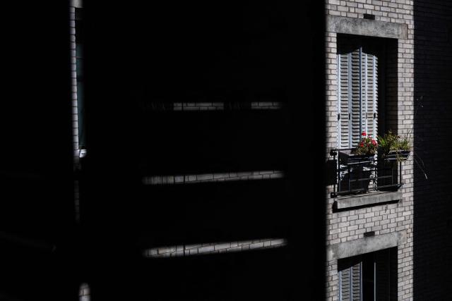 This photograph shows closed shutters in Paris, on July 8, 2026. (Photo by JOEL SAGET / AFP)