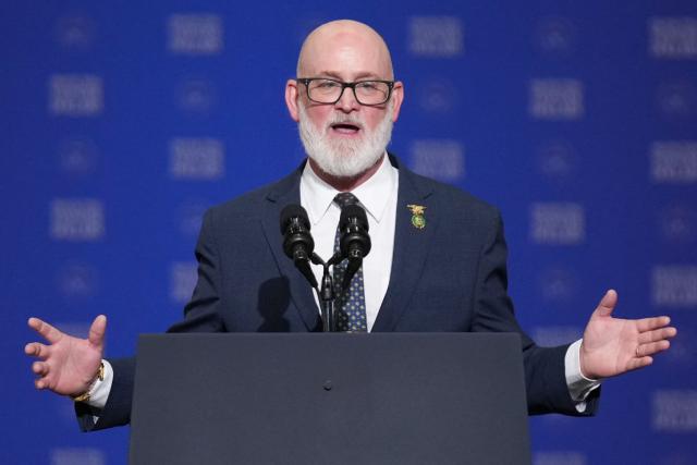 US Representative Derrick Van Orden, Republican from Wisconsin, speaks before US Vice President JD Vance delivers remarks on the administration's work to combat fraud in Milwaukee, Wisconsin, on July 8, 2026. (Photo by Mark Schiefelbein / POOL / AFP)
