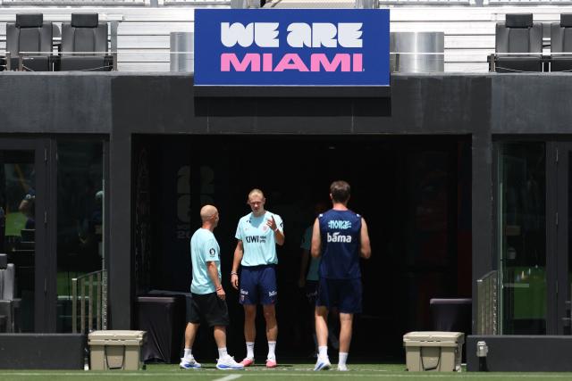 Norway's forward #09 Erling Braut Haaland takes part in a training session at the Inter Miami CF Training Facility in Fort Lauderdale on July 8, 2026 during the 2026 World Cup football torunament. (Photo by PATRICIA DE MELO MOREIRA / AFP)