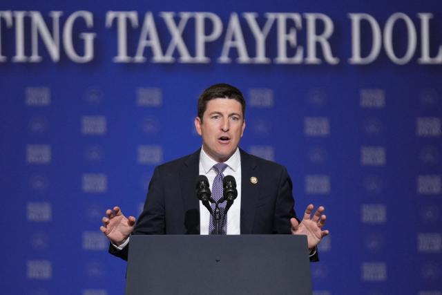 US Representative Bryan Stell, Republican from Wisconsin speaks before US Vice President JD Vance delivers remarks on the administration's work to combat fraud in Milwaukee, Wisconsin, on July 8, 2026. (Photo by Mark Schiefelbein / POOL / AFP)