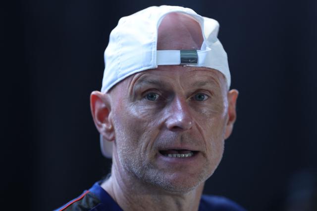 Norway's head coach Staale Solbakken gives a press conference at the Inter Miami CF Training Facility in Fort Lauderdale on July 8, 2026 during the 2026 World Cup football torunament. (Photo by PATRICIA DE MELO MOREIRA / AFP)