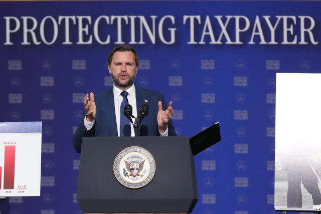 US Vice President JD Vance delivers remarks on the administration's work to combat fraud at Milwaukee Mitchell International Airport, in Milwaukee, Wisconsin, on July 8, 2026. (Photo by Mark Schiefelbein / POOL / AFP)
