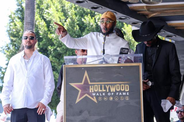US rapper Flesh-n-Bone from hip hop group "Bone Thugs-N-Harmony" speaks during the group's Hollywood Walk of Fame star ceremony in the Hollywood neighborhood of Los Angeles on July 8, 2026. (Photo by VALERIE MACON / AFP)