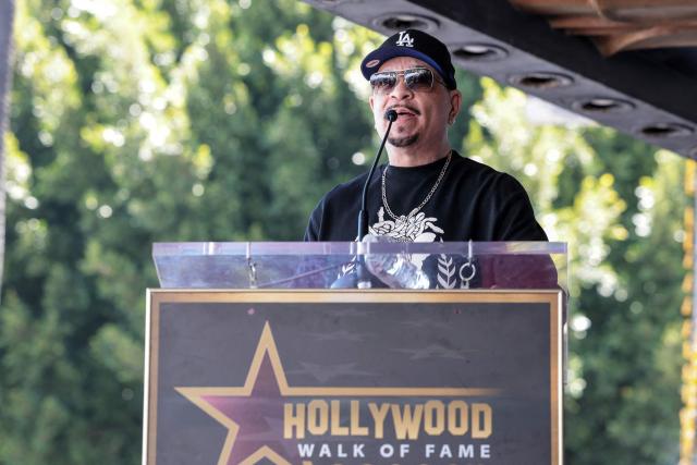 US rapper/songwriter Ice Cube speaks during hip hop group Bone Thugs-N-Harmony's Hollywood Walk of Fame star ceremony in the Hollywood neighborhood of Los Angeles on July 8, 2026. (Photo by VALERIE MACON / AFP)