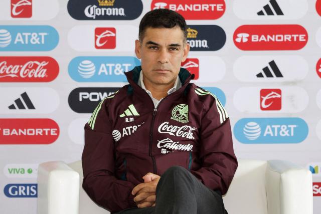 (FILES) The new assistant coach, Rafael Marquez, looks on during the presentation of the new technical staff for the Mexico National football team at the Centro de Alto Rendimiento in Mexico City on August 1, 2024. Mexico officially announced on July 8, 2026 the appointment of former defender Rafael Marquez as the new head coach of the national football team, a change that had been expected following the country’s elimination from the World Cup. ‘Kaiser’ Marquez, aged 47, was part of the coaching staff of the outgoing manager, Javier Aguirre. (Photo by Rodrigo Oropeza / AFP)