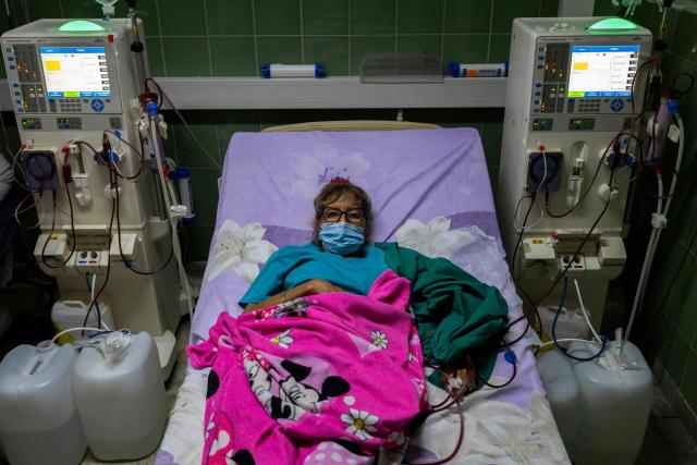 A patient with renal failure receives haemodialysis treatment at the Hermanos Ameijeiras Clinical Surgical Hospital in Havana, Cuba, on July 2, 2026. In the midst of one of the worst economic crises Cuba has experienced in decades, the health system is striving to maintain its services and priority programmes despite medicine and supply shortages, technological deterioration, staff shortages, prolonged power cuts and the impact of the United States sanctions. (Photo by YAMIL LAGE / AFP)