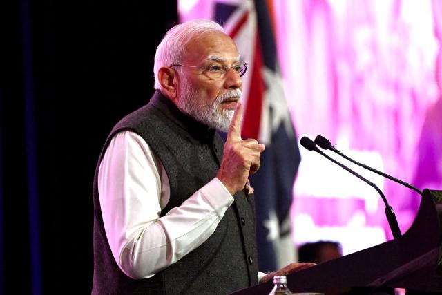Indian Prime Minister Narendra Modi speaks at the Australia-India Economic Roadmap Business Reception in Melbourne on July 9, 2026. (Photo by WILLIAM WEST / AFP)