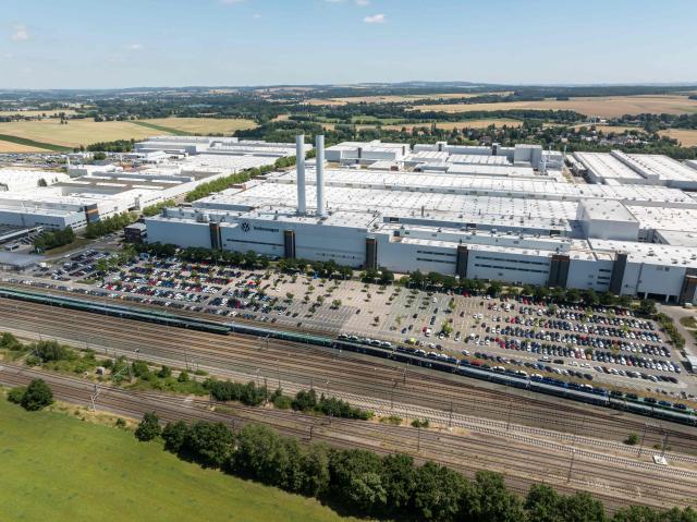 A general view at the Zwickau Volkswagen Plant on July 9, 2026 at the Zwickau, eastern Germany. Volkswagen workers staged protests nationwide on July 9 as unions warned of "major conflict" if the struggling German car giant pushes ahead with what could be the global auto industry's biggest restructuring. (Photo by AFP)