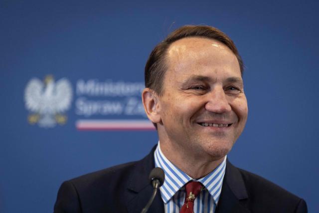 Poland's Deputy Prime Minister and Minister of Foreign Affairs Radoslaw Sikorski address a joint press conference with France's Minister of Foreign Affairs Jean-Noel Barrot after Barrot participated as guest of honour in the annual Heads of Diplomatic Missions Conference in Warsaw on July 9, 2026. (Photo by Wojtek RADWANSKI / AFP)