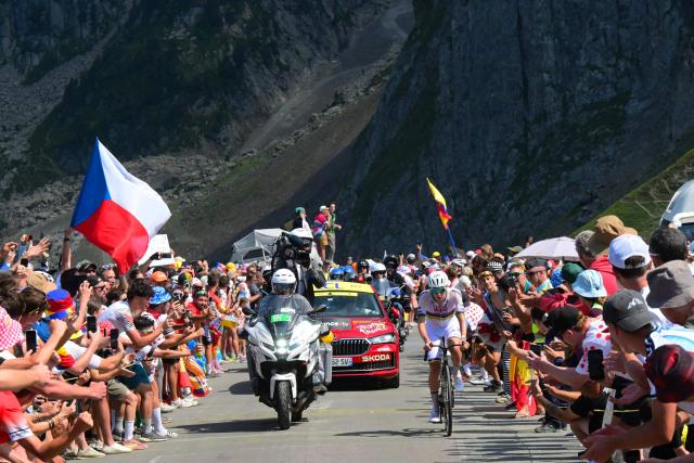 UAE Team Emirates - XRG's Slovenian rider Tadej Pogacar cycles in the ascent of the Col du Tourmalet during the 6th stage of the 113th edition of the Tour de France cycling race, 186,2 km between Pau and Gavarnie-Gèdre in the French Pyrenees, on July 9, 2026. (Photo by Bernard PAPON / POOL / AFP)