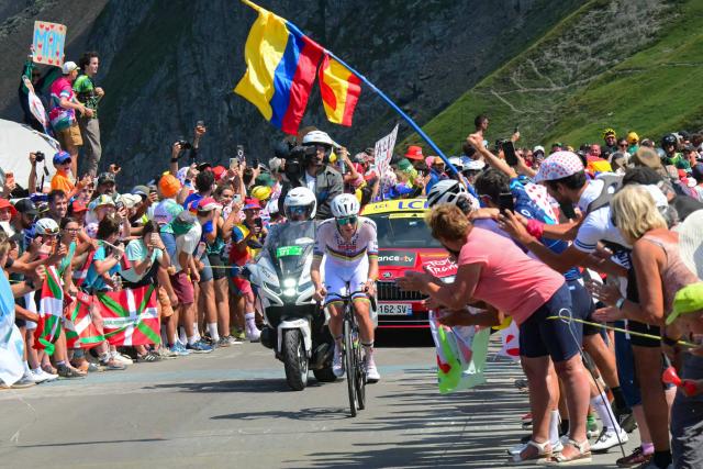 UAE Team Emirates - XRG's Slovenian rider Tadej Pogacar cycles in the ascent of the Col du Tourmalet during the 6th stage of the 113th edition of the Tour de France cycling race, 186,2 km between Pau and Gavarnie-Gèdre in the French Pyrenees, on July 9, 2026. (Photo by Bernard PAPON / POOL / AFP)