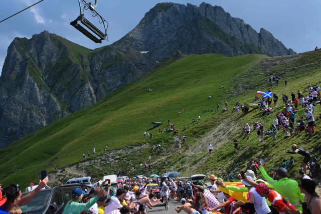 UAE Team Emirates - XRG's Slovenian rider Tadej Pogacar cycles in the ascent of the Col du Tourmalet during the 6th stage of the 113th edition of the Tour de France cycling race, 186,2 km between Pau and Gavarnie-Gèdre in the French Pyrenees, on July 9, 2026. (Photo by Bernard PAPON / POOL / AFP)