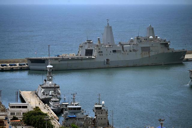 US' amphibious transport dock ships USS San Antonio (LPD-17) remains docked at the port of La Guaira, state of La Guaira, Venezuela, on July 9, 2026, following the June 24 twin earthquakes. The United Nations launched an urgent appeal on July 8, 2026 for nearly $300 million towards Venezuela earthquake relief operations as the death toll from the disaster rose to more than 3,800 people. (Photo by Raul ARBOLEDA / AFP)