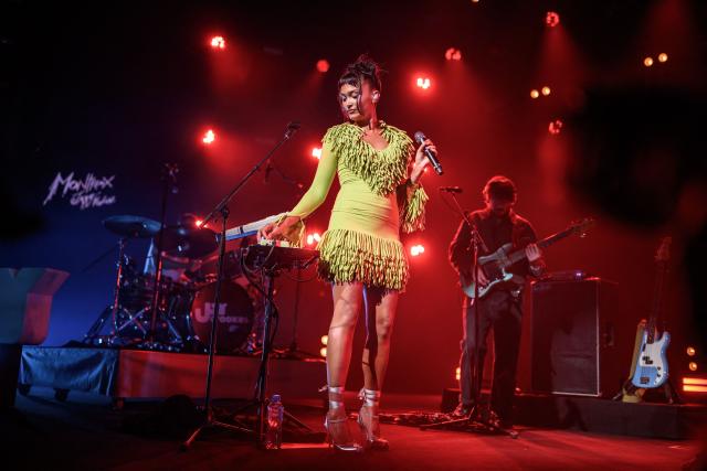 British singer and songwriter Joy Crookes performs during the 60th Montreux Jazz Festival, in Montreux on July 9, 2026. (Photo by Fabrice COFFRINI / AFP)